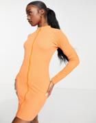 I Saw It First Zip Through Midi Rib Dress In Orange