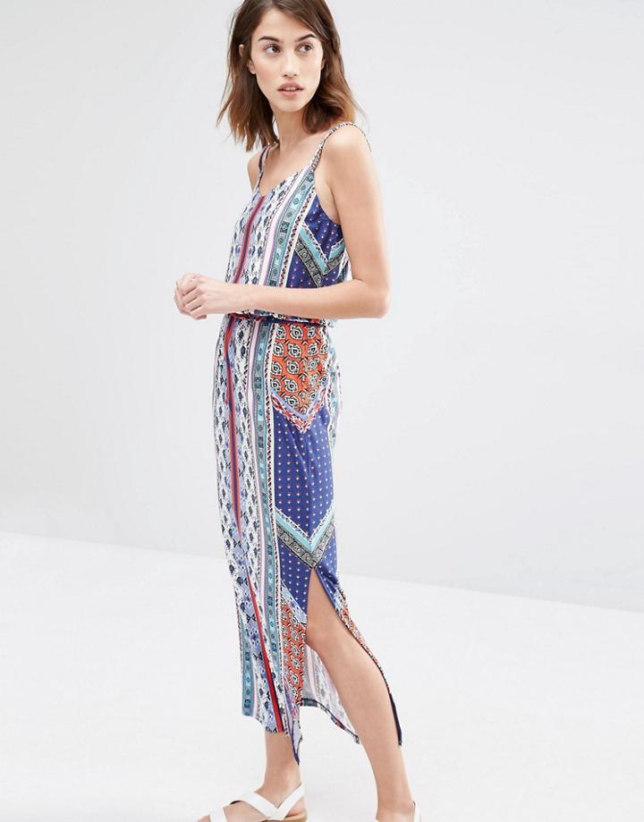 Warehouse Side Split Jersey Midi Dress - Multi