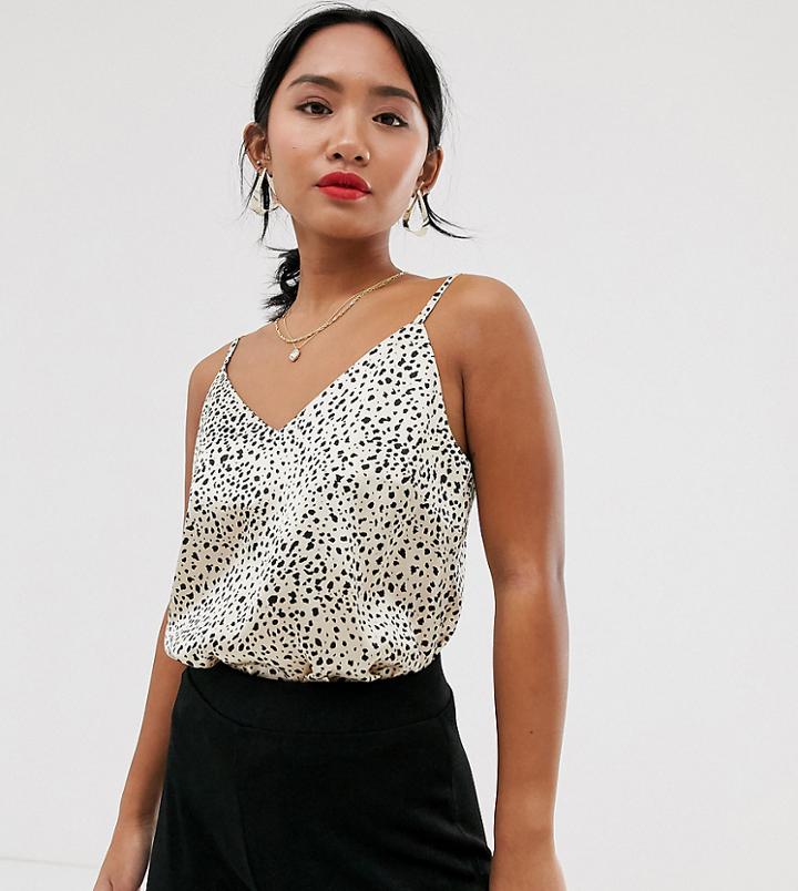Asos Design Petite Satin Cami In Animal Print-multi