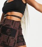 Collusion Linen Skirt With Waist Strap Detail-brown