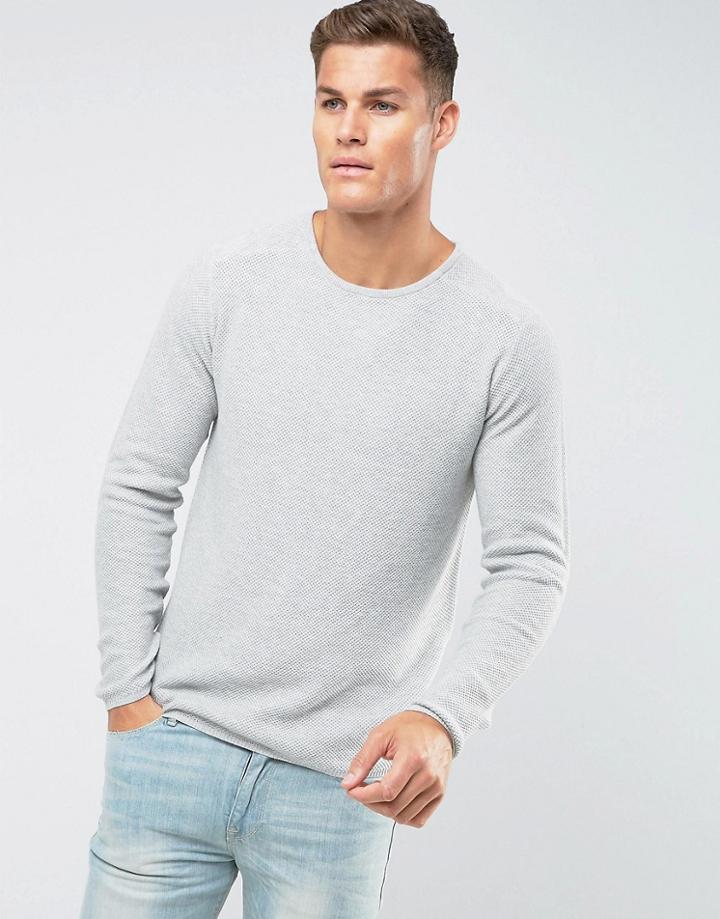 Troy Textured Sweater With Crew Neck - Gray