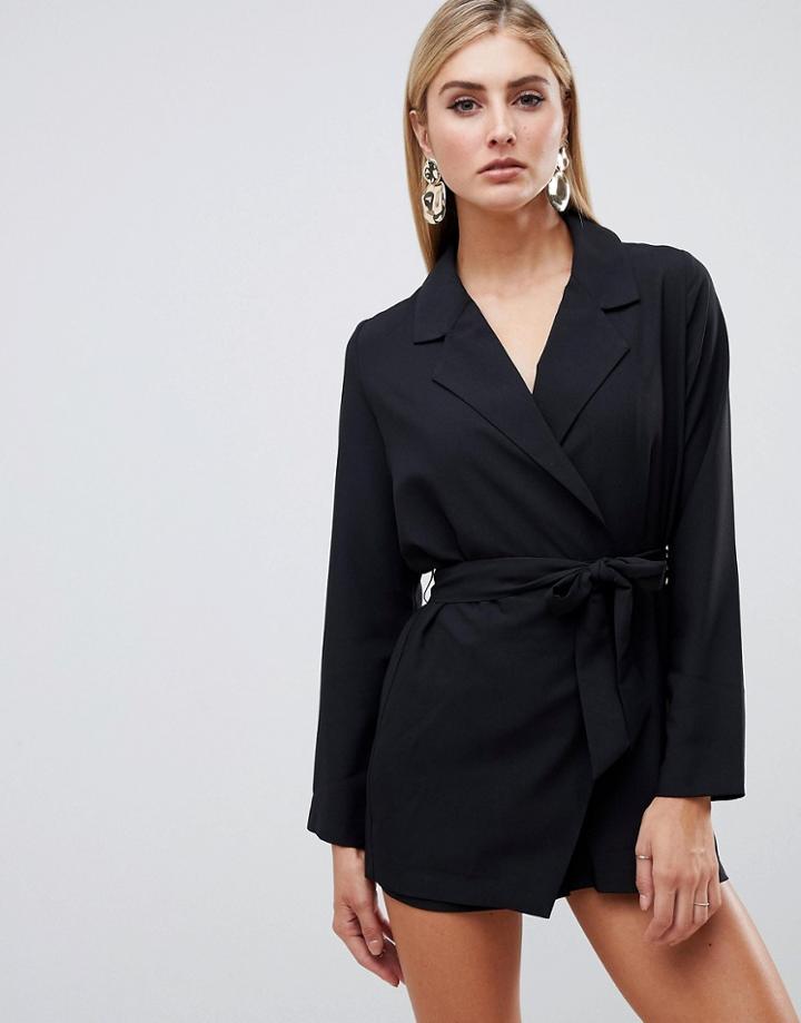 Asos Design Tux Romper - Black