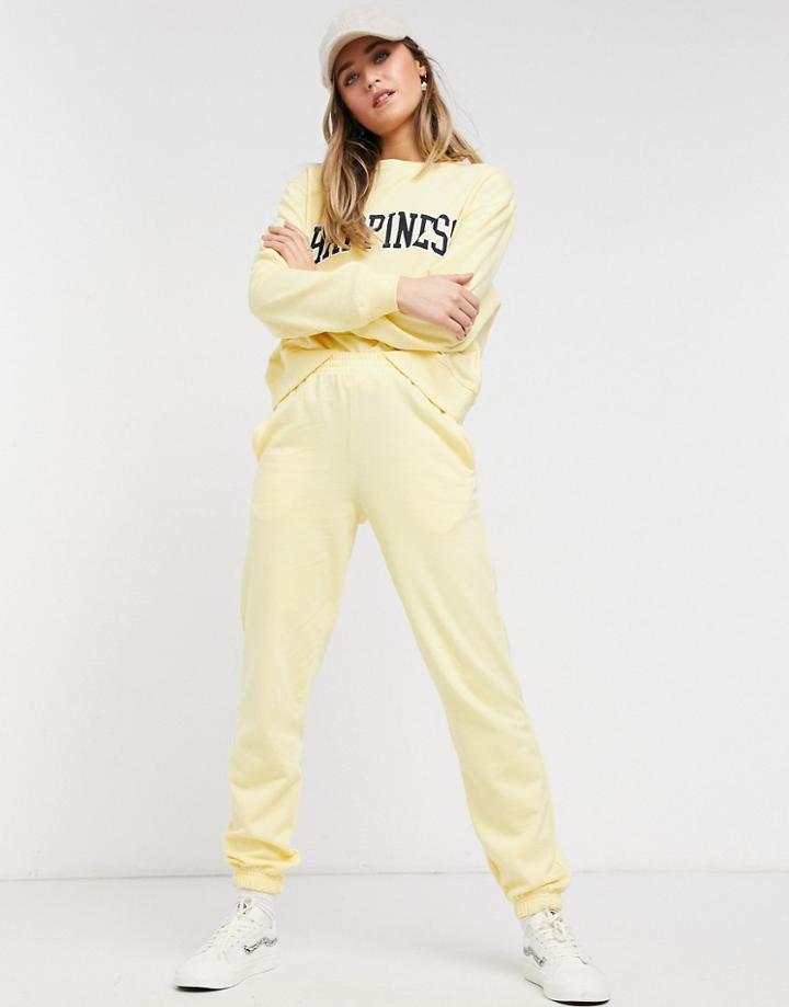 New Look Cuffed Sweatpants Set In Light Yellow