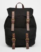Asos Smart Canvas Backpack In Black With Contrast Straps - Black