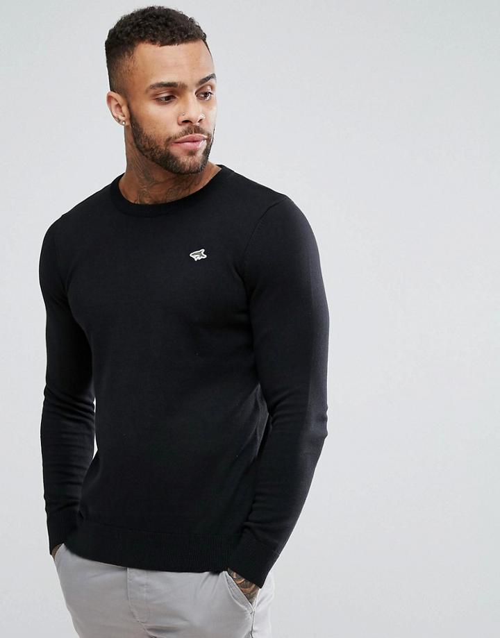 Le Shark Cotton Knit Crew Sweater - Black