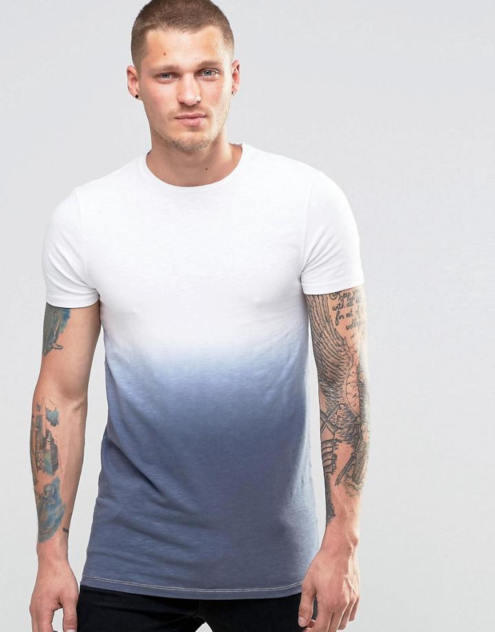 Asos Muscle T-shirt In Slub With Dip Dye Hem