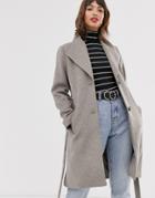 Esprit Wrap Coat With Collar In Gray-purple