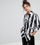 Reclaimed Vintage Inspired Boyfriend Shirt In Dalmatian Stripe - Black