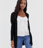 Asos Design Tall Long Line Fine Knit Cardi In Recycled Blend - Black