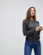 Asos Sweater With Crew Neck And Panel Detail - Gray