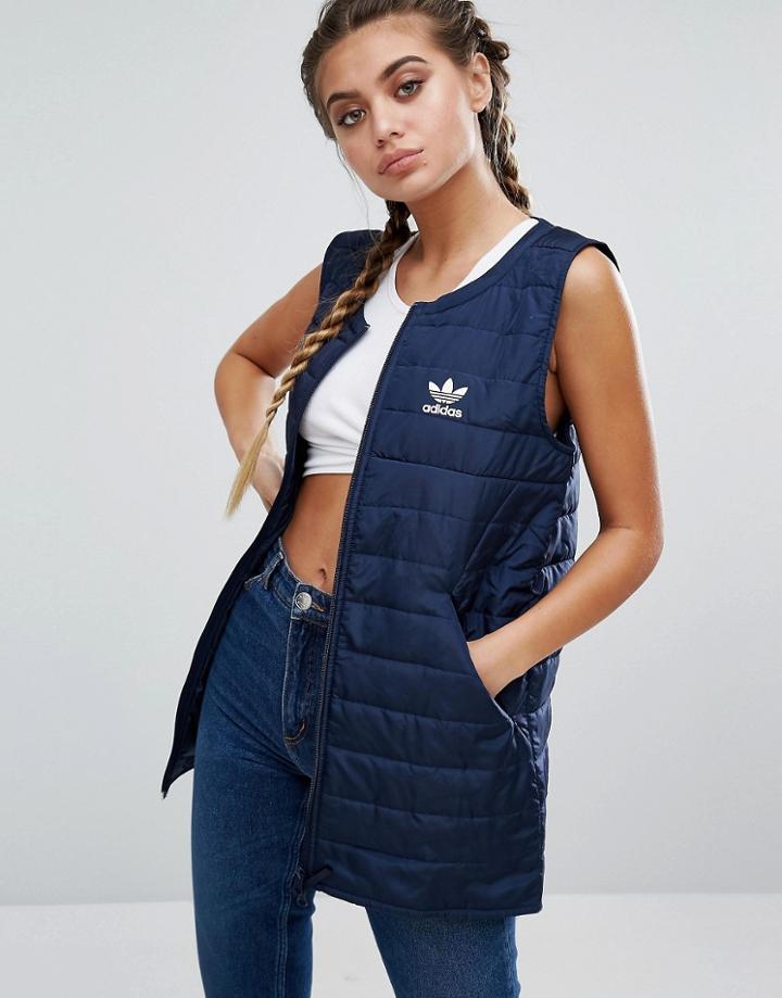 Adidas Originals Longline Padded Tank - Blue