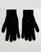 Allsaints Fen Lambswool Blend Gloves In Black - Black