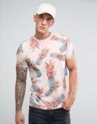 Asos T-shirt With All Over Pineapple Print - Pink