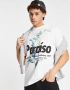 River Island Paraiso Print T-shirt In White