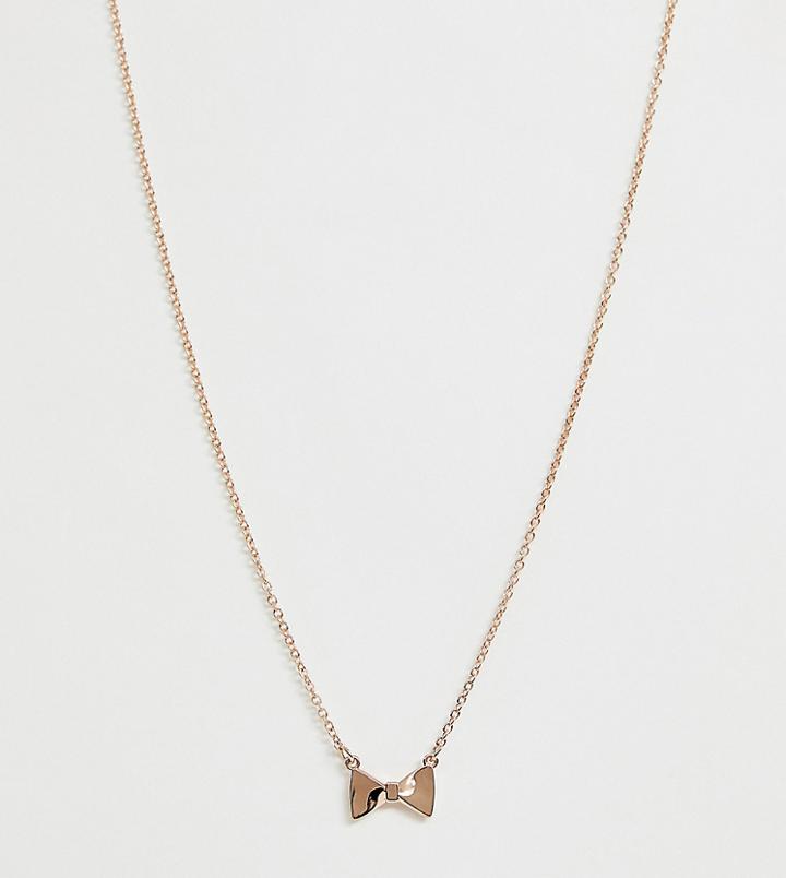 Ted Baker Rose Gold Bow Pendant Necklace - Gold