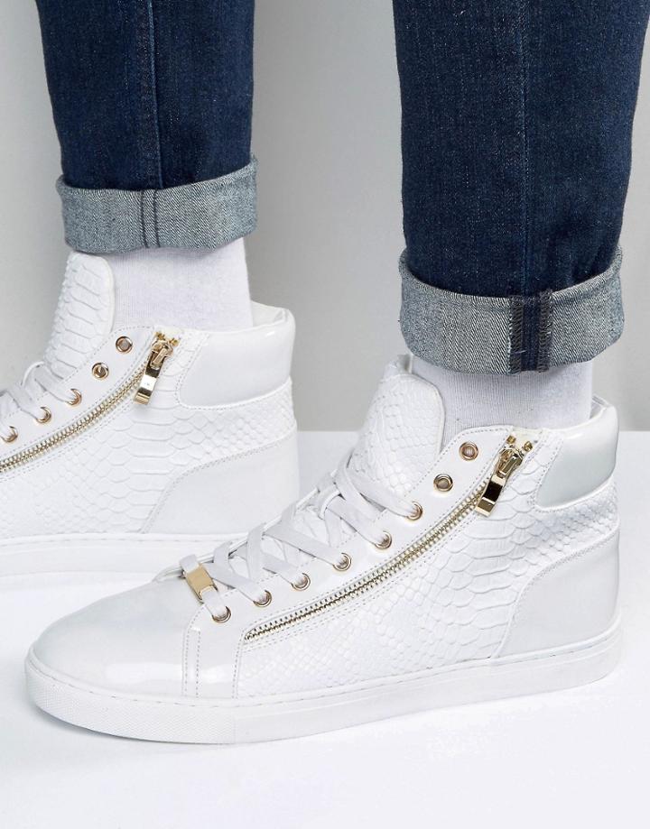 Asos High Top Sneakers In White - White