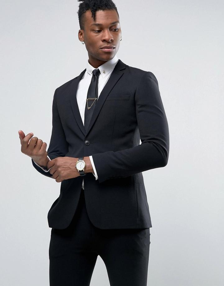 Rogues Of London Super Skinny Suit Jacket - Black