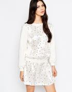 See By Chloe Drop Hem Dress In Lightbulb Print - White