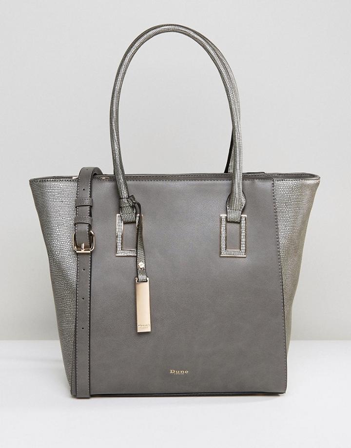 Dune Damazing Gray Pewter Structured Tote Bag - Gray