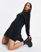 Brave Soul Long Sleeve T-shirt Dress In Black