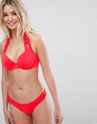 Freya Macrame Halter Bikini Top In Tropical Punch-red