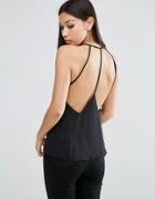 Asos Plunge Cami Top With Strappy Back - Black