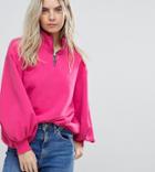 Chorus Petite Zippy Puller Funnel Neck Sweater - Pink