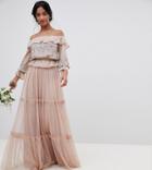 Maya Petite Premium Tulle Layered Maxi Bridesmaid Skirt - Brown