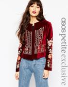 Asos Petite Velvet Devore Jacket - Oxblood