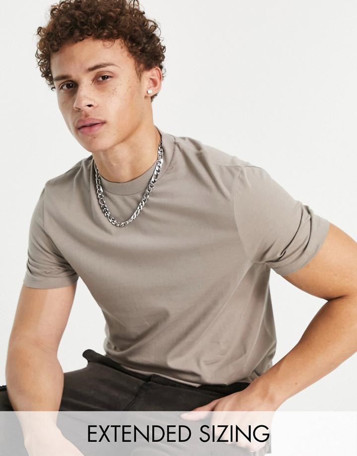 Asos Design T-shirt With Crew Neck In Light Brown