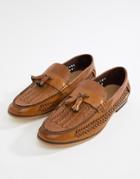Boohooman Faux Leather Weave Loafers In Tan - Tan
