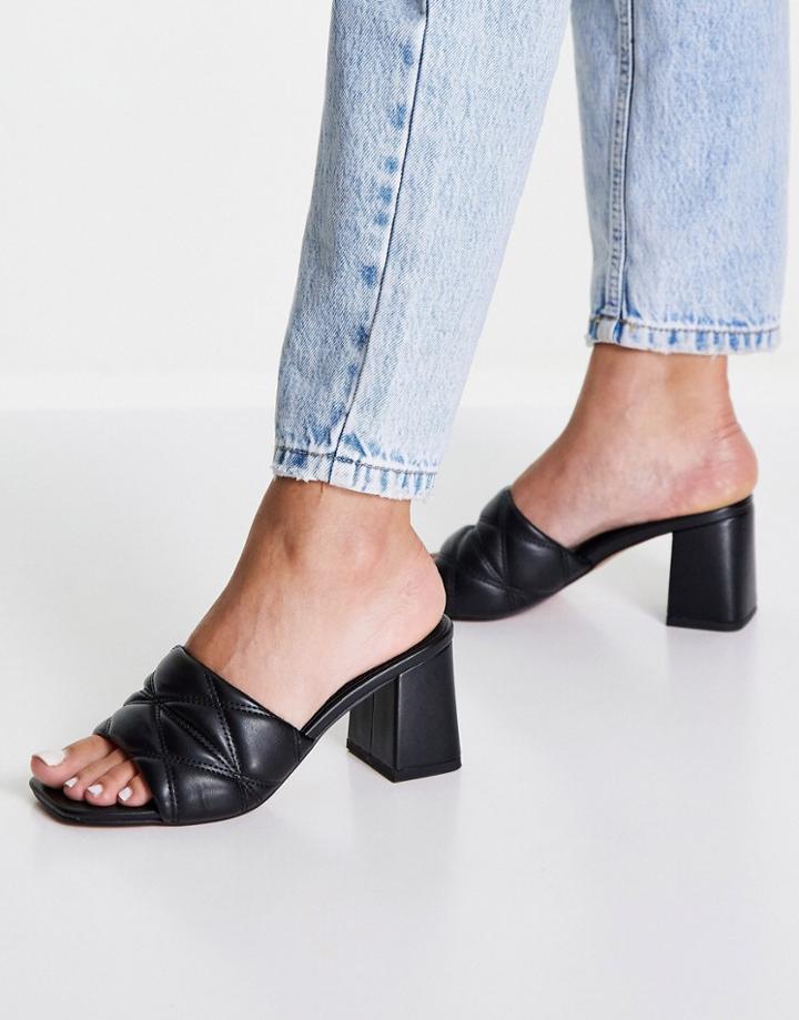 Asos Design Helsa Padded Block Heeled Mules In Black