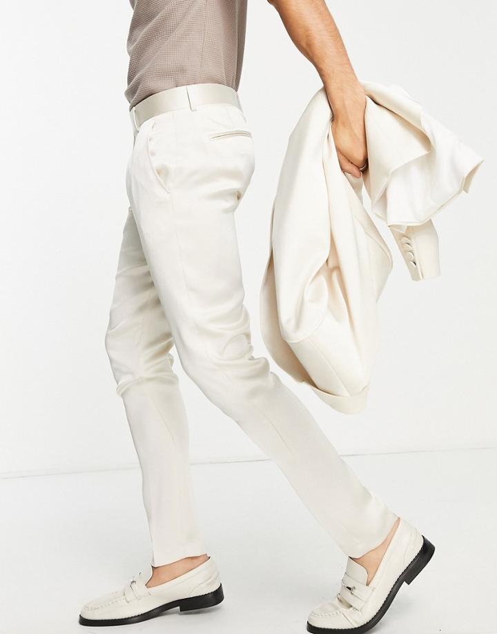 Asos Design Skinny High Shine Suit Jacket In Yellow