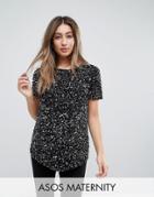 Asos Maternity Dip Back T-shirt With Scattered Embellishment - Black