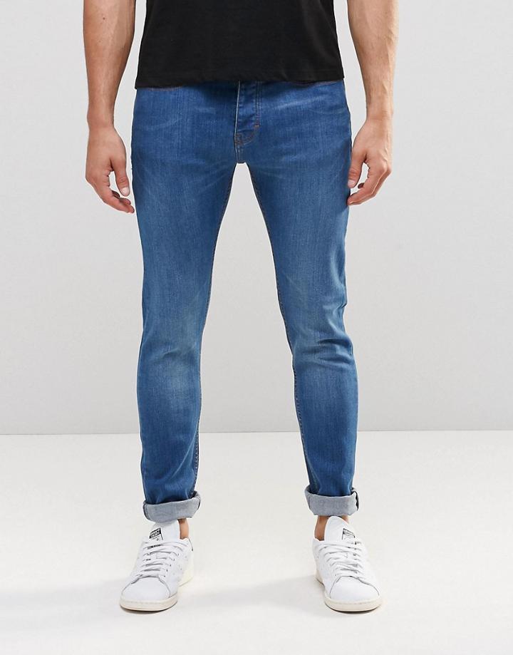 Ldn Dnm Super Skinny Jean Aged Worn Wash - Blue