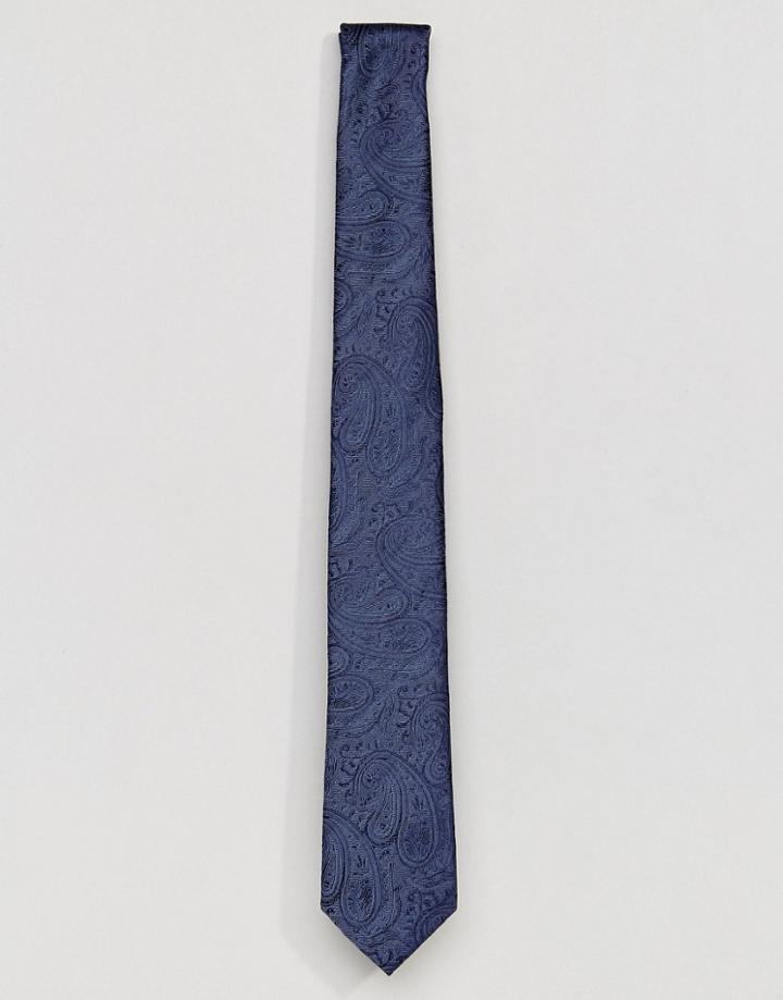 Moss London Floral Wedding Tie - Blue