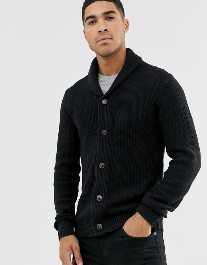 Jack & Jones Originals Shawl Neck Knitted Cardigan-black