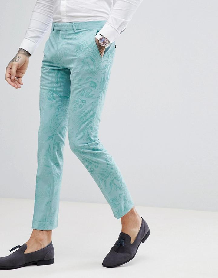 Noose & Monkey Super Skinny Suit Pants In Flocking - Green
