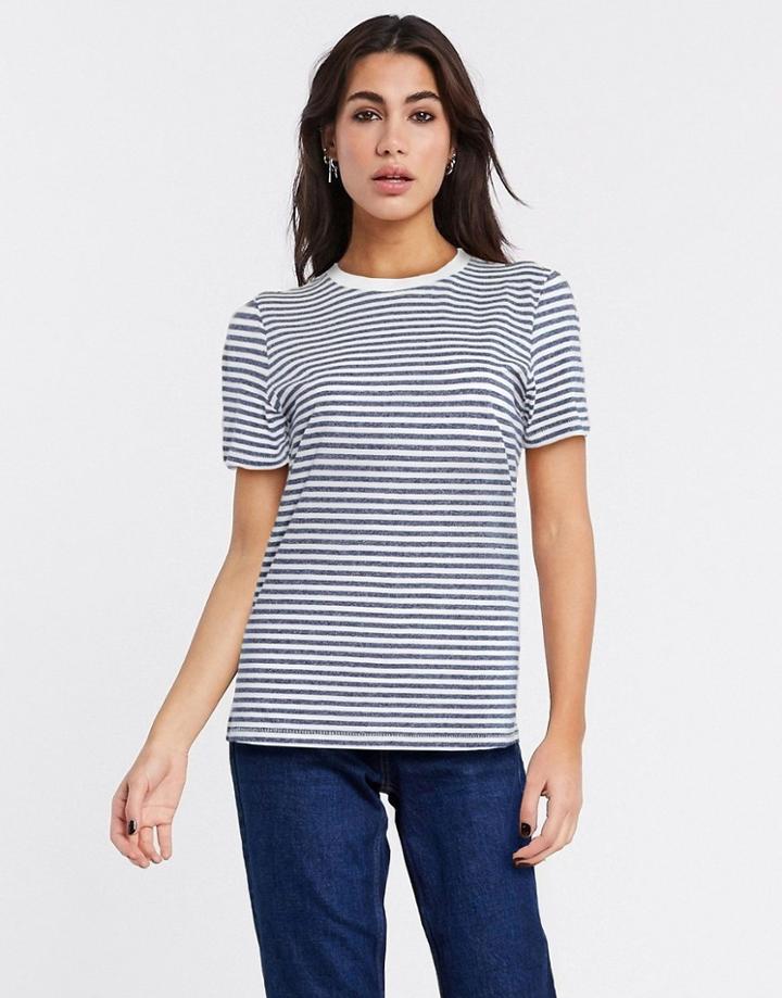 Selected Perfect Short Sleeve Stripe T-shirt In Dark Blue-green