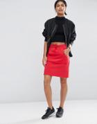 Asos Mini Skirt In Sweat With Pocket Detail - Red