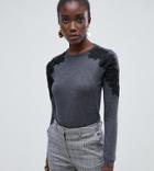 Warehouse Sweater With Lace Shoulder Detail In Gray - Gray