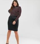 New Look Curve Faux Leather Midi Skirt - Black