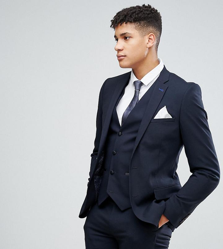 Harry Brown Tall Plain Stretch Slim Suit Jacket - Navy