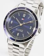 Tommy Hilfiger Mens Blue Dial Bracelet Watch In Silver 1791902
