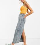 Collusion Maxi Denim Skirt In Light Wash Blue-blues