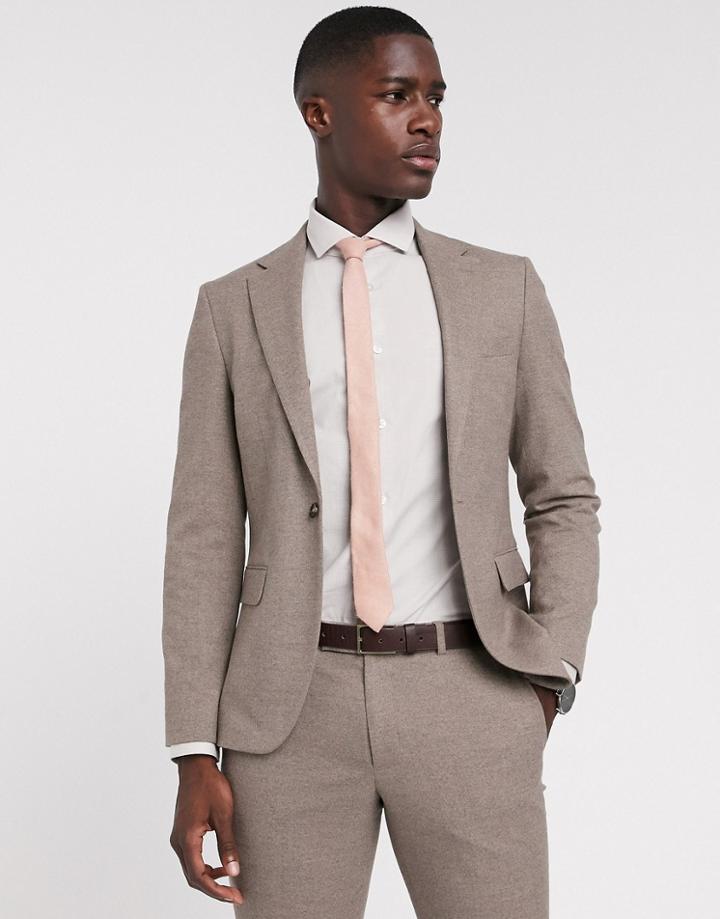 Moss London Slim Fit Suit Jacket In Tan