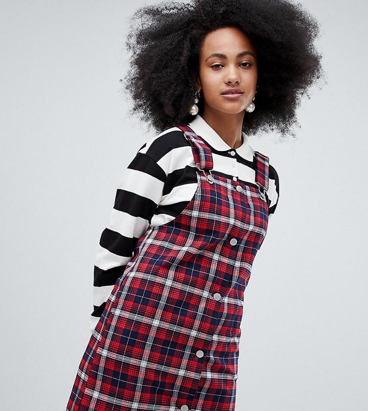 Monki Check Overall Dress