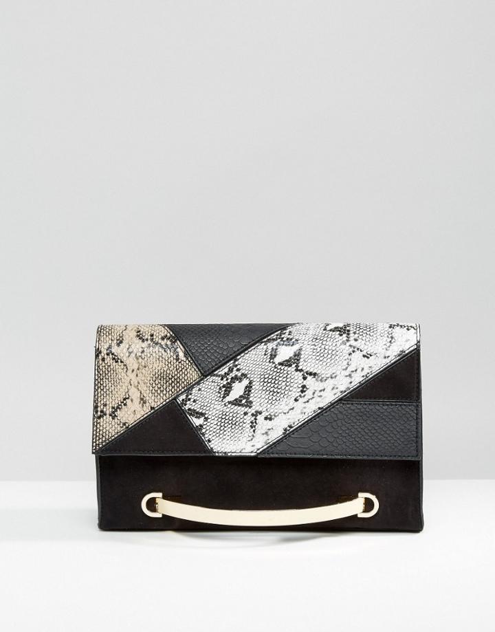 Faith Faux Snake Metal Handle Clutch Bag - Multi
