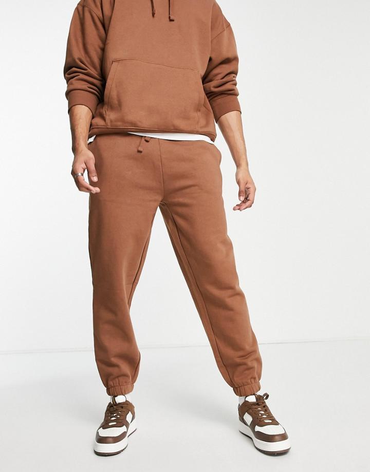 Topman Oversized Sweatpants In Brown - Part Of A Set