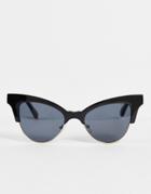 I Saw It First Half Frame Cat Eye Sunglasses In Black